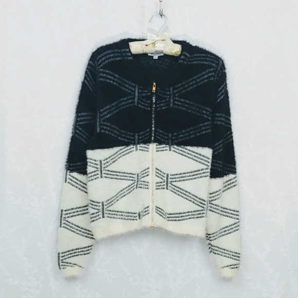 Baciano Striped Full Zip Color Blocked Sweater - Picture 2 of 8